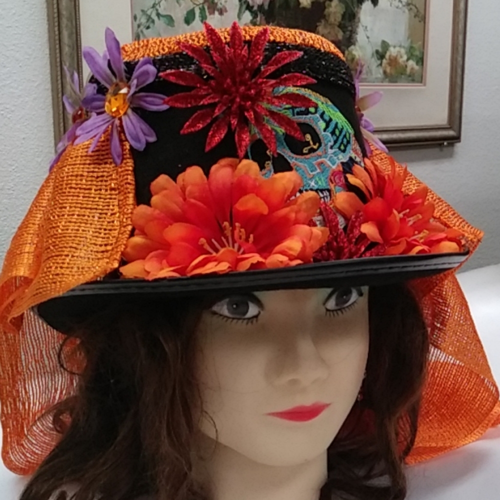 FELT TOP HAT/Dia De Los Muertos